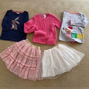 Mini Boden Bundle / Skirts, T-shirts, Knit Cardigan 5-6Y